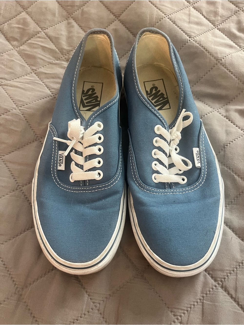 EUC Vans Canvas Low-Top Sneakers - Light Blue with White Laces